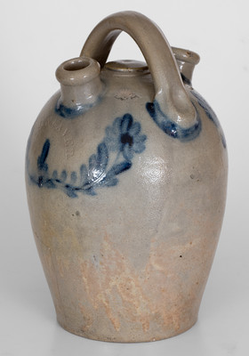 Very Rare J. WEAVER (Beaver) Stoneware Harvest Jug w/ Cobalt Floral Decoration, circa 1865