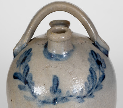 Very Rare J. WEAVER (Beaver) Stoneware Harvest Jug w/ Cobalt Floral Decoration, circa 1865