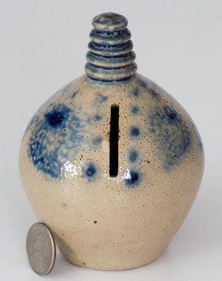 Cobalt-Decorated Stoneware Bank, Northeastern U.S. origin, circa 1830