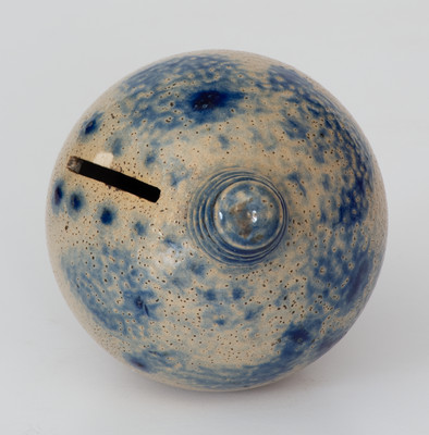 Cobalt-Decorated Stoneware Bank, Northeastern U.S. origin, circa 1830