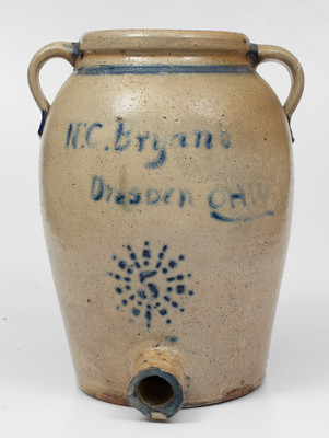 Extremely Rare N. C. Bryant / Dresden, Ohio Stoneware Water Cooler, Muskingum County, Ohio, circa 1880