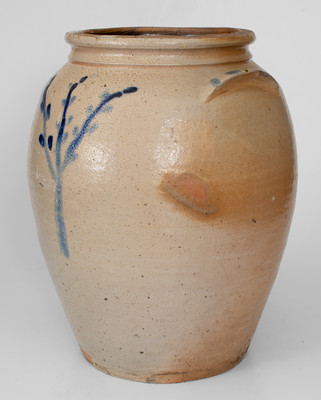 Six-Gallon Ohio Stoneware Jar w/ Cobalt Tree Decoration, third quarter 19th century