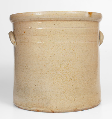 Six-Gallon E & L P NORTON / BENNINGTON, VT Stoneware Crock w/ Cobalt Bird on Stump