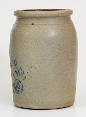 A. CONRAD / NEW GENEVA / PA Cobalt-Decorated Stoneware Jar