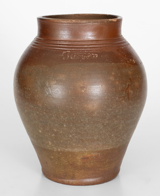 BOSTON Iron-Decorated Stoneware Jar (Frederick Carpenter, Charlestown, MA, early 19th century)