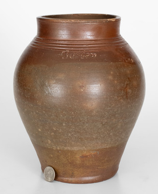 BOSTON Iron-Decorated Stoneware Jar (Frederick Carpenter, Charlestown, MA, early 19th century)