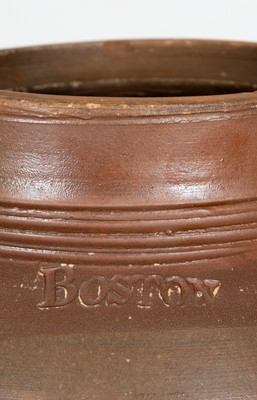 BOSTON Iron-Decorated Stoneware Jar (Frederick Carpenter, Charlestown, MA, early 19th century)