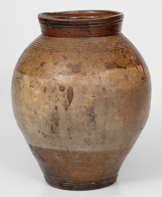 CHARLESTOWN Iron-Decorated Stoneware Jar (Frederick Carpenter, Massachusetts, early 19th century)