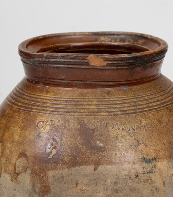 CHARLESTOWN Iron-Decorated Stoneware Jar (Frederick Carpenter, Massachusetts, early 19th century)
