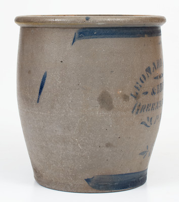 LEONARD KEEK & BROS / GREENSBURGH / PA Cobalt-Decorated Stoneware Jar, circa 1880