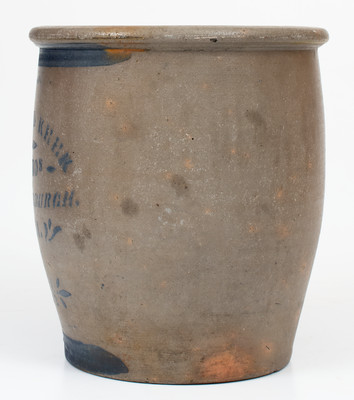 LEONARD KEEK & BROS / GREENSBURGH / PA Cobalt-Decorated Stoneware Jar, circa 1880