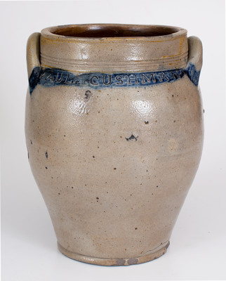 Three-Gallon PAUL CUSHMAN Cobalt-Decorated Stoneware Jar, Albany, NY, early 19th century