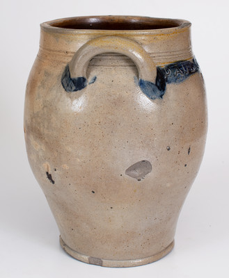 Three-Gallon PAUL CUSHMAN Cobalt-Decorated Stoneware Jar, Albany, NY, early 19th century