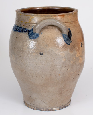 Three-Gallon PAUL CUSHMAN Cobalt-Decorated Stoneware Jar, Albany, NY, early 19th century