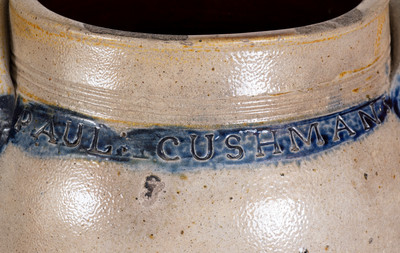 Three-Gallon PAUL CUSHMAN Cobalt-Decorated Stoneware Jar, Albany, NY, early 19th century