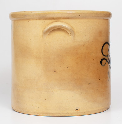 4 Gal. J. FISHER / LYONS, NY Stoneware Crock w/ Cobalt Script 