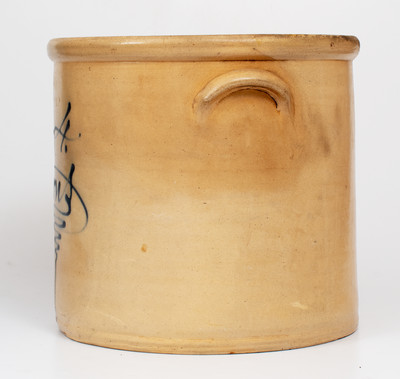 4 Gal. J. FISHER / LYONS, NY Stoneware Crock w/ Cobalt Script