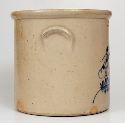 5 Gal. A. B. WHEELER & CO. / BOSTON, MASS. Advertising Crock w/ Elaborate Cobalt Script "C. E. Mory"