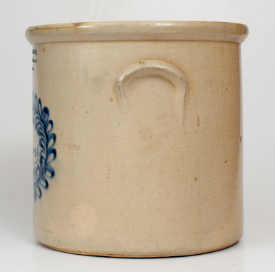 5 Gal. A. B. WHEELER & CO. / BOSTON, MASS. Advertising Crock w/ Elaborate Cobalt Script "C. E. Mory"