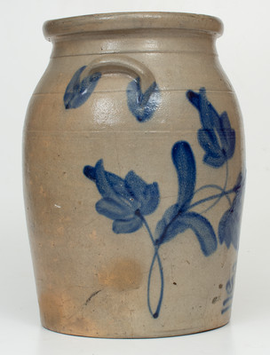 3 Gal. Western PA Stoneware Jar w/ Elaborate Cobalt Floral Decoration