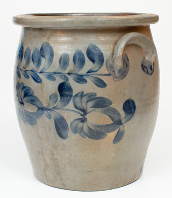 3 Gal. J. WEAVER, Beaver, PA, Stoneware Jar w/ Elaborate Cobalt Floral Decoration