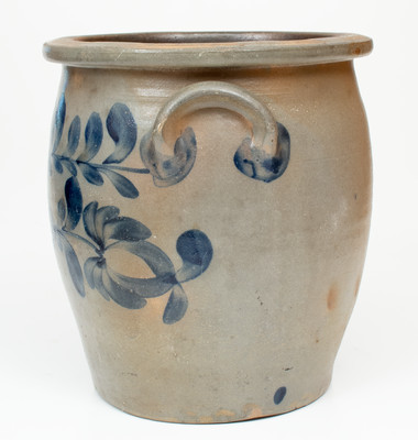 3 Gal. J. WEAVER, Beaver, PA, Stoneware Jar w/ Elaborate Cobalt Floral Decoration