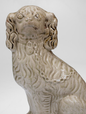 Midwestern Stoneware Spaniel on Cobalt Base, Anna Pottery / Texarkana Pottery School