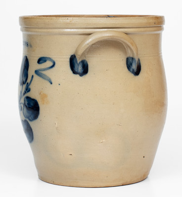 2 Gal. LYONS Stoneware Jar with Cobalt Floral Decoration, circa 1860