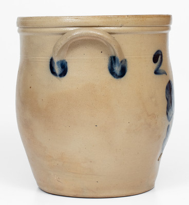 2 Gal. LYONS Stoneware Jar with Cobalt Floral Decoration, circa 1860