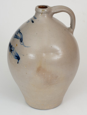 3 Gal. L. NORTON / BENNINGTON, VT Stoneware Jug w/ Floral Decoration, circa 1830