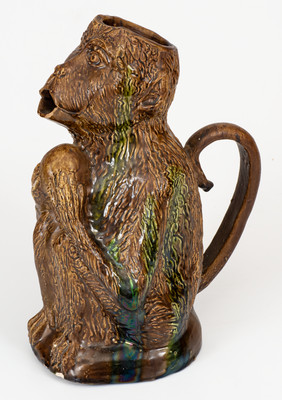 Extremely Rare Oakwood Pottery / Dayton, Ohio Figural Monkey Pitcher