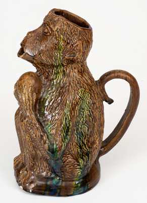 Extremely Rare Oakwood Pottery / Dayton, Ohio Figural Monkey Pitcher