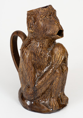 Extremely Rare Oakwood Pottery / Dayton, Ohio Figural Monkey Pitcher