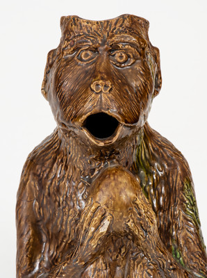 Extremely Rare Oakwood Pottery / Dayton, Ohio Figural Monkey Pitcher