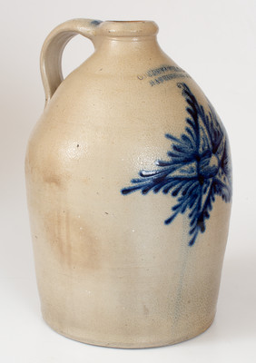 Outstanding COWDEN & WILCOX / HARRISBURG, PA 3 Gal. Stoneware Jug w/ Elaborate Star Design