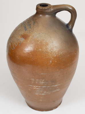 Very Rare G. BENTON & L. STEWART / HARTFORD Stoneware Jug w/ Elaborate Incised and Impressed Decoration