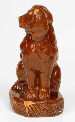 Rare Redware Spaniel Inscribed "George Hohloch / Jan. 16, 1870," Diehl Pottery, Rockhill Township, Bucks County, PA