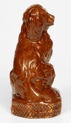 Rare Redware Spaniel Inscribed "George Hohloch / Jan. 16, 1870," Diehl Pottery, Rockhill Township, Bucks County, PA