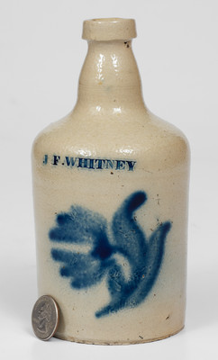 Very Fine Albany, NY Stoneware Bottle w/ Cobalt Floral Decoration Impressed J. F. WHITNEY