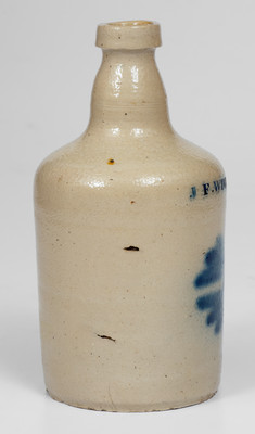 Very Fine Albany, NY Stoneware Bottle w/ Cobalt Floral Decoration Impressed J. F. WHITNEY