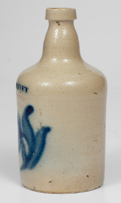 Very Fine Albany, NY Stoneware Bottle w/ Cobalt Floral Decoration Impressed J. F. WHITNEY