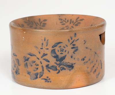 Exceptional Cobalt-Decorated Palatine, West Virginia Stoneware Spittoon, circa 1880