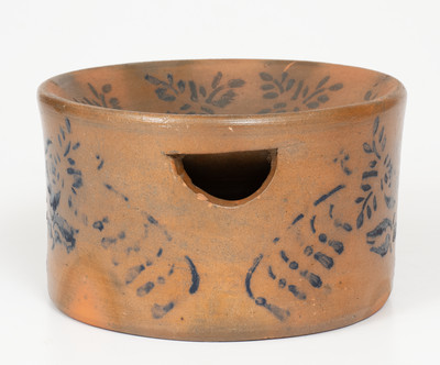 Exceptional Cobalt-Decorated Palatine, West Virginia Stoneware Spittoon, circa 1880