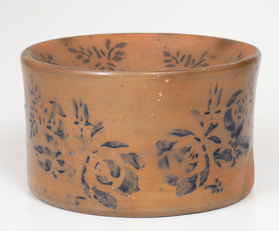 Exceptional Cobalt-Decorated Palatine, West Virginia Stoneware Spittoon, circa 1880