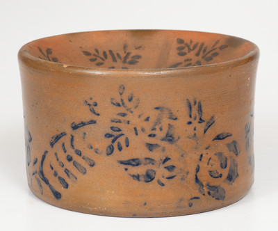 Exceptional Cobalt-Decorated Palatine, West Virginia Stoneware Spittoon, circa 1880