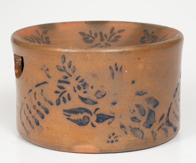 Exceptional Cobalt-Decorated Palatine, West Virginia Stoneware Spittoon, circa 1880