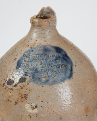 C. CROLIUS / MANUFACTURER / MANHATTAN WELLS / NEW-YORK Stoneware Jug