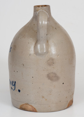 Stoneware Jug with Elaborate Albany, New York Freehand Cobalt Advertising