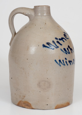 Stoneware Jug with Elaborate Albany, New York Freehand Cobalt Advertising