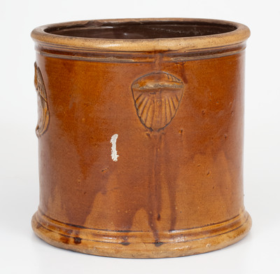 Edmands / Charlestown, MA Albany Slip Glazed Stoneware Jar w/ Molded Eagle, 1852-1868